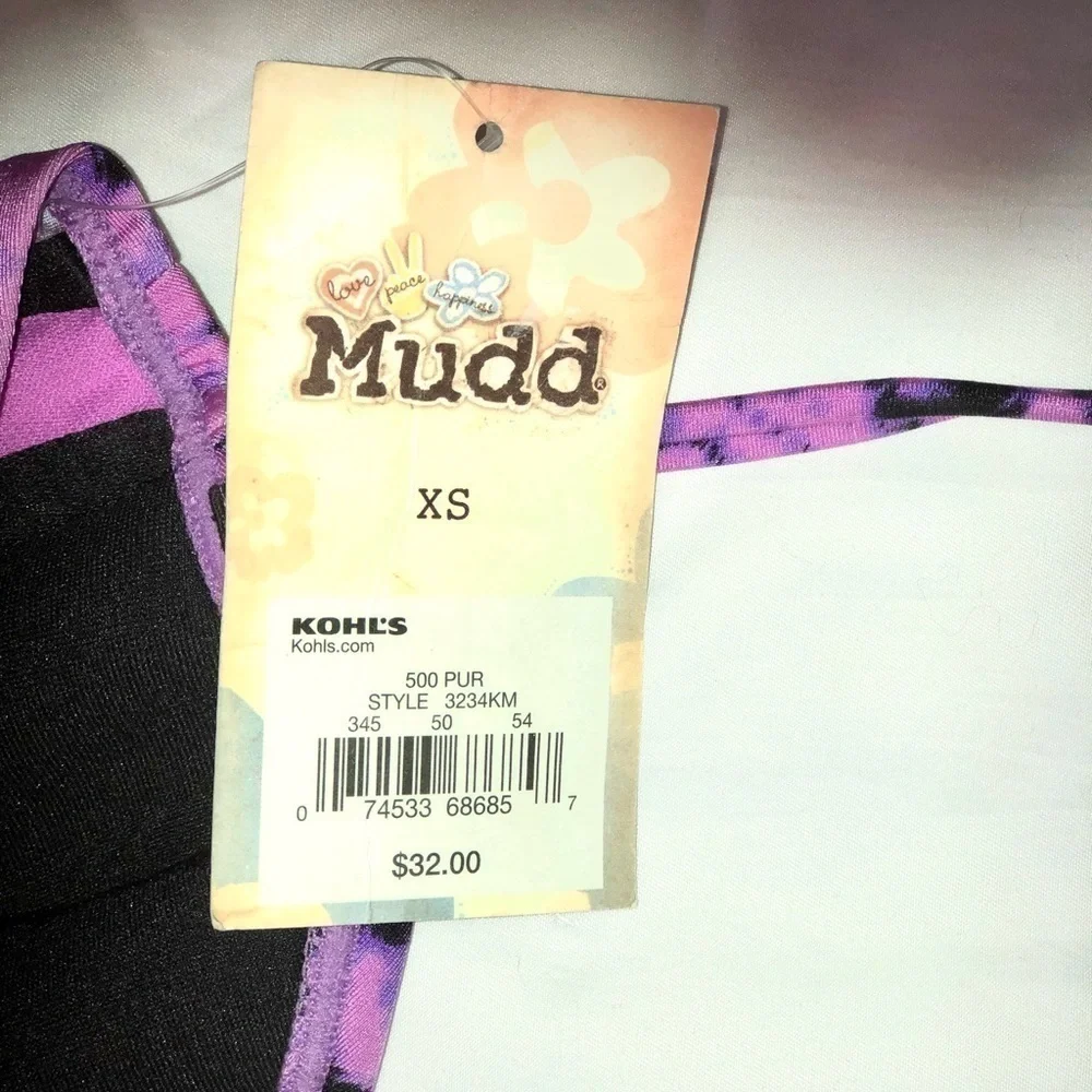 Mudd NWT Purple Tie Dye cut out Bikini Top XS